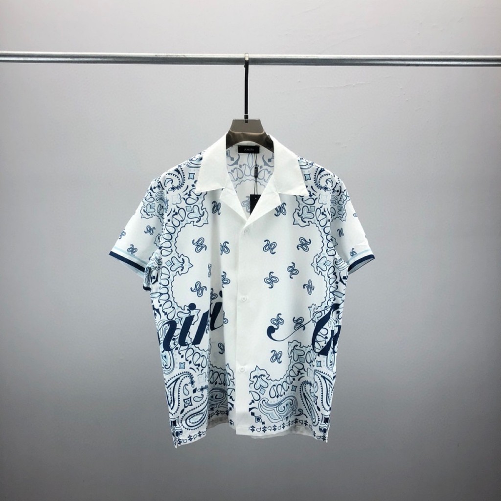 0FM3 Fashion Amiri Short Sleeve Shirt Suit-style collared shirt, unisex top, cardigan