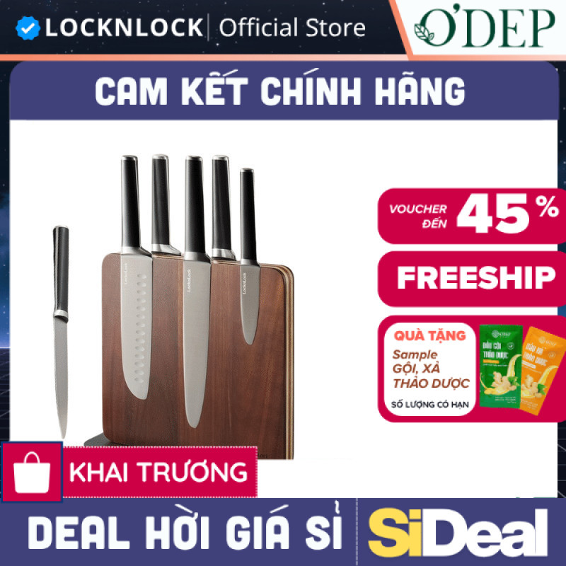 Bộ 6 dao kèm giá đỡ từ LocknLock Magnetic Knife Set CKK804 bằng thép không gỉ - SIDEAL SIL