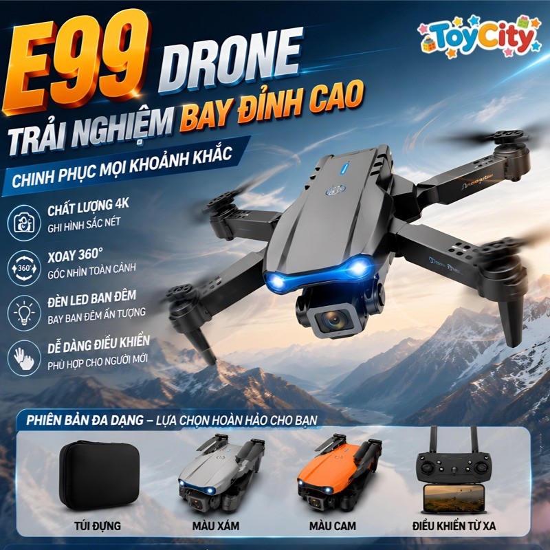 Máy bay không người lái điều khiển E99 PRO Flycam Drone Camera HD 4K FPV Cảm Biến Tránh Vật Cản Xoay
