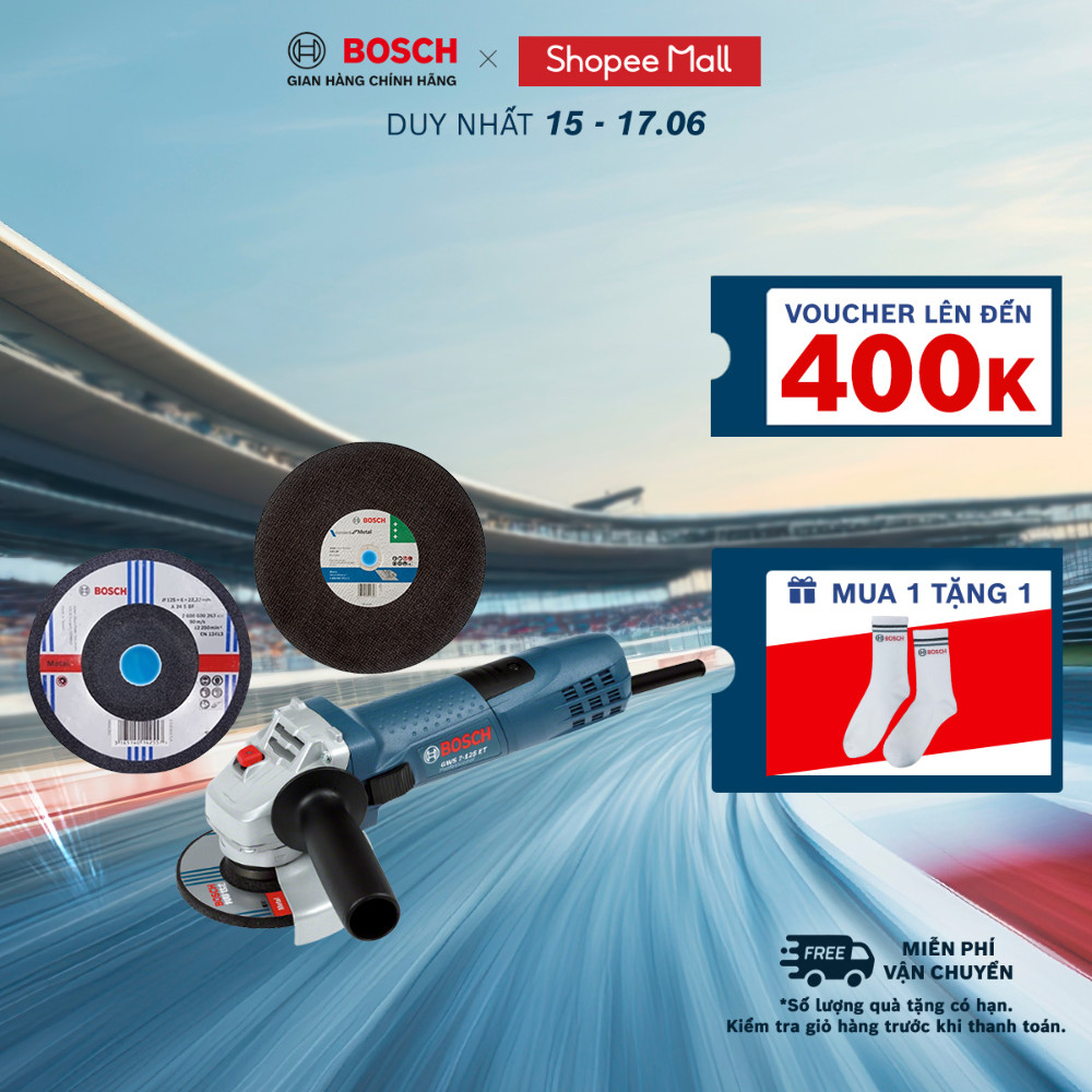 Máy mài góc BOSCH GWS 7-125 - Tặng kèm 2 Đá mài + cắt