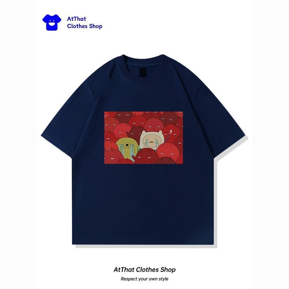 AdventureTime Phiêu Lưu Thời Gian Cho Bé Po Và Da Cũ Hàng Hóa Áo Thun Nam Nữ Cotton Nguyên Chất Tay 