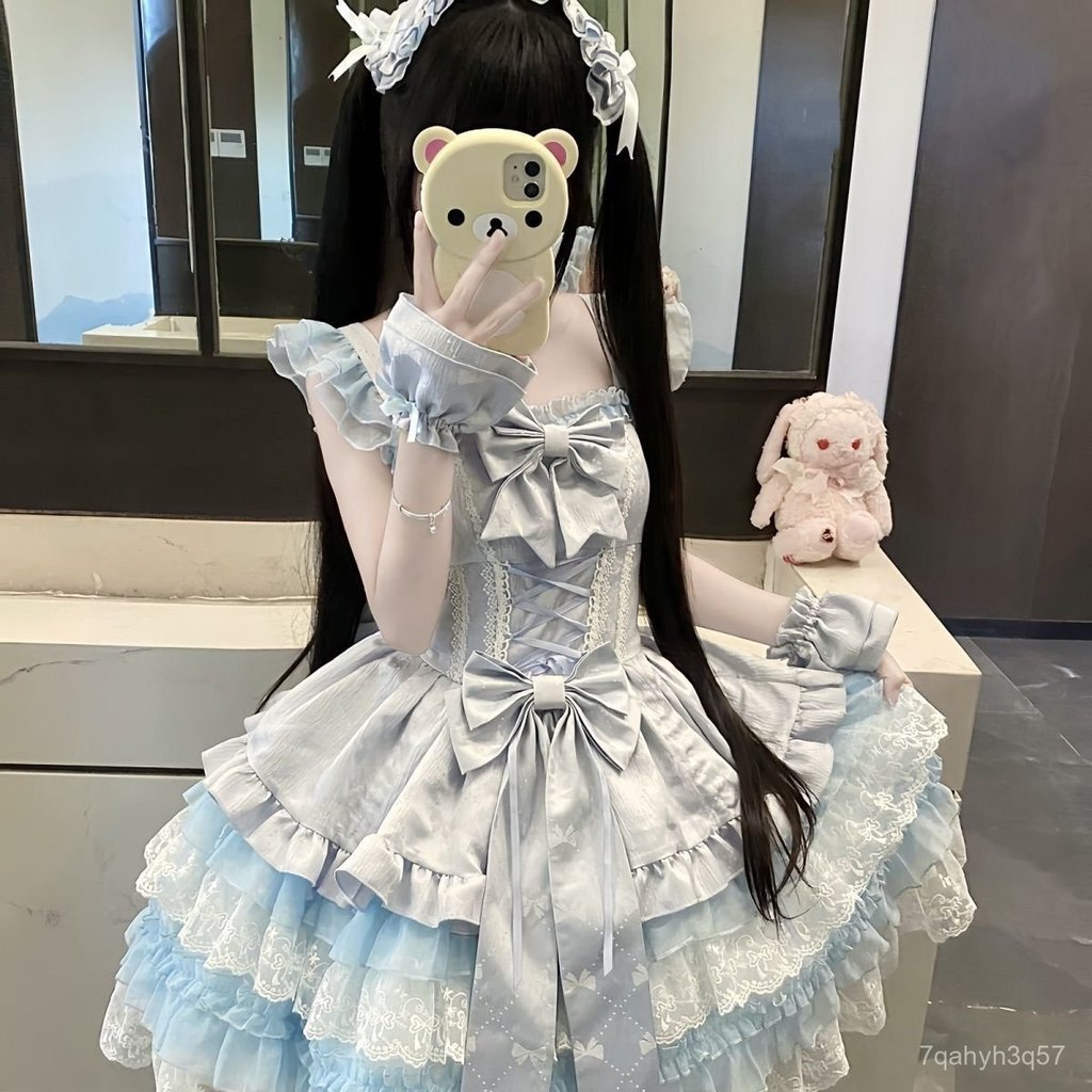 Lolita Váy công chúa màu xanh kiểu ballet, váy Lolita