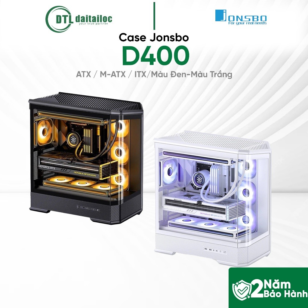 Case Jonsbo D400 Không fan ATX M-ATX ITX Màu Đen Màu Trắng | Chính Hãng | Bảo Hành 24 Tháng