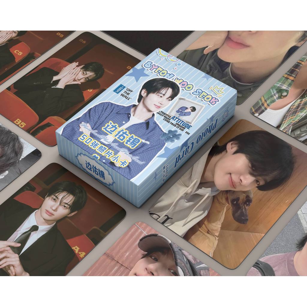 Bộ 50-55 Bài Hát Kang Byeon Woo-seok laser Hologram Photocards Móc Khóa Móc Chìa Khóa Diễn Viên Hàn 