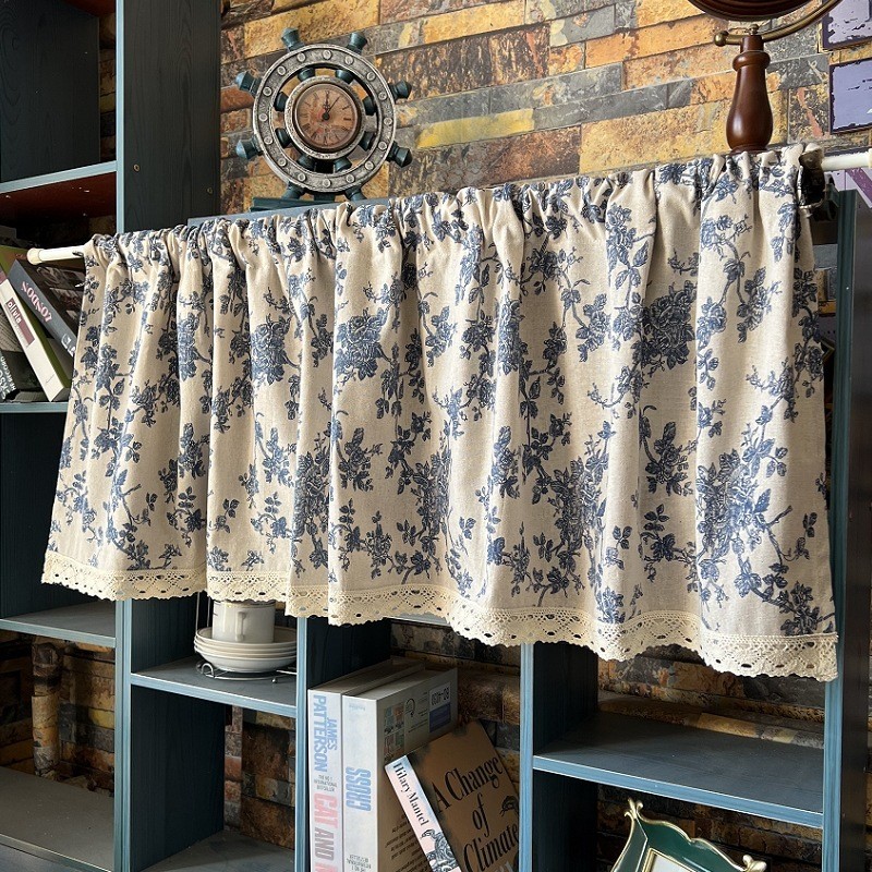 P66D Phong Cách Nhật Bản Vải Lanh Cotton Nửa Rèm Thân Thiện Với Môi Trường Địa Trung Hải Bắc Âu Rèm 