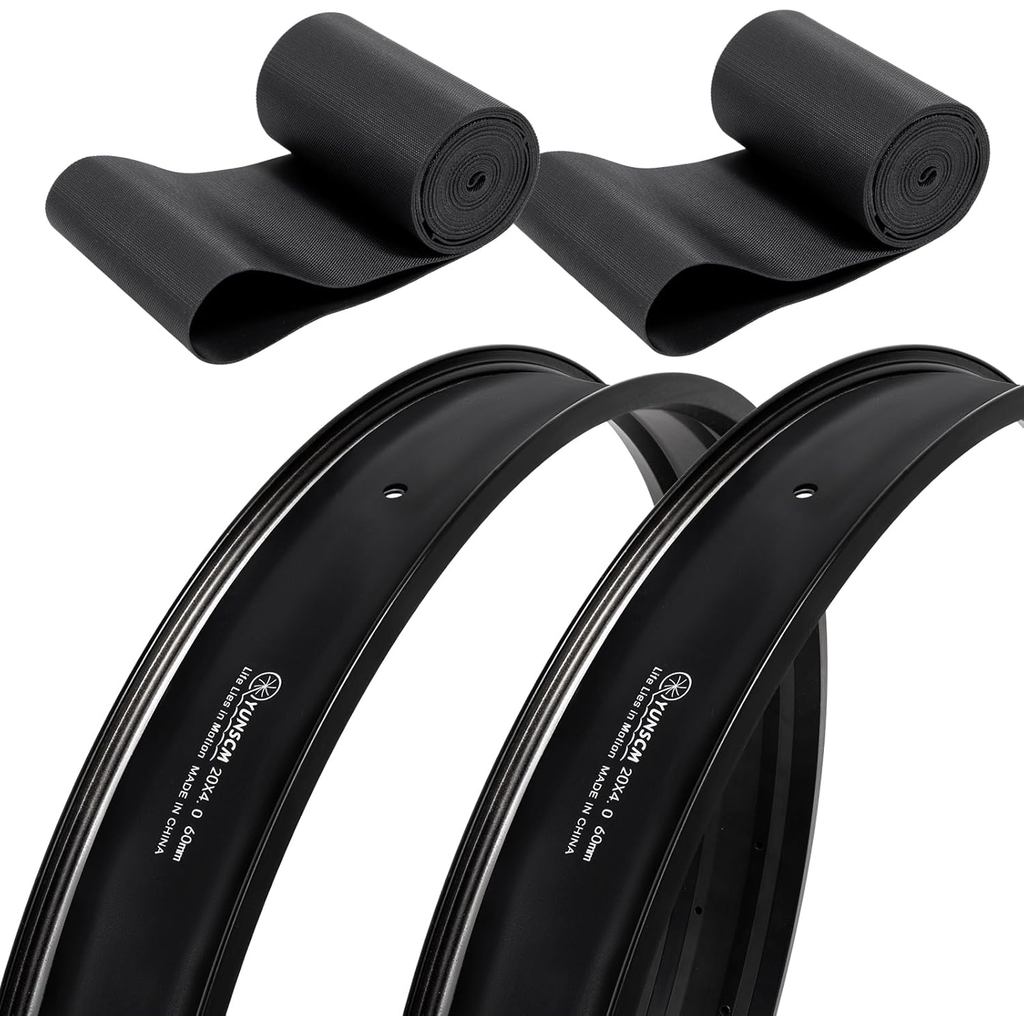 YunSCM 2 Chiếc 20 x 4 Mỡ E-Bike Vành Dải Nylon Vành Băng Lót Lốp Tương Thích Với 20x4.0 Xe Đạp Điện 