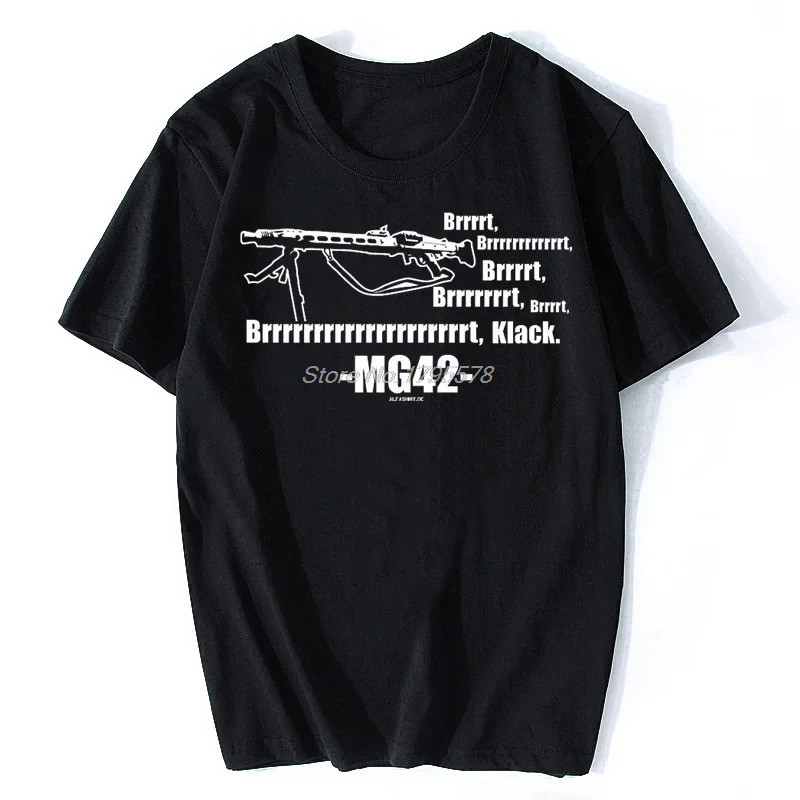 Áo thun nam MG42 có âm thanh ngộ nghĩnh 42 MG Harajuku Phong cách Cotton dạo phố