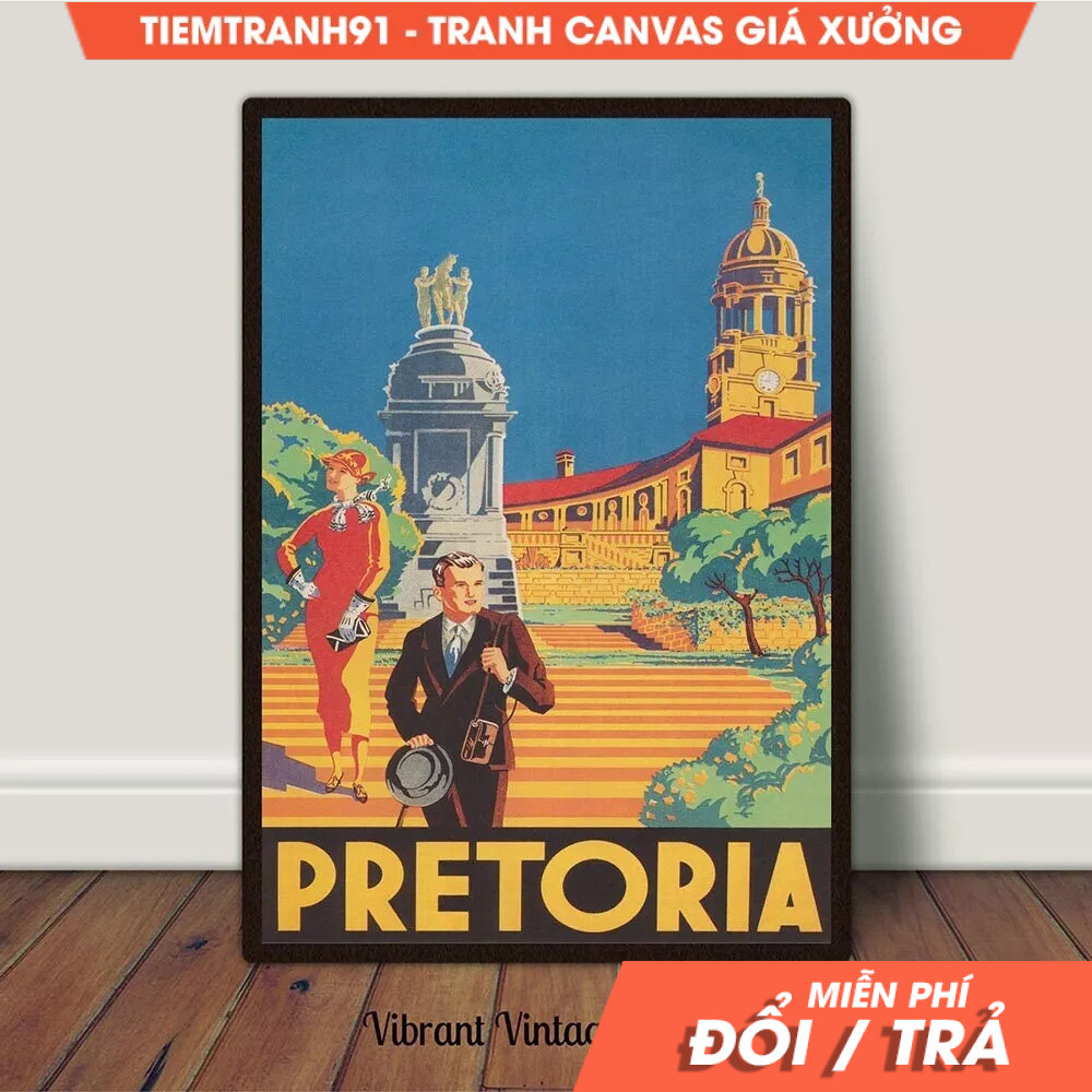 Tranh treo tường, South Africa Print, Vintage Travel Poster Art, South Africa Poster, Pretoria Print