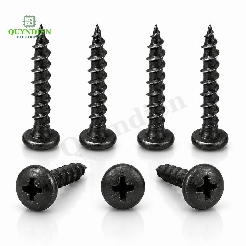 Ốc Vít Nhọn M4 = 4x30mm Bắt Thùng Loa Ren Thưa Taiwan Dài 30mm Màu Đen Chuyên Dùng Lắp Loa, Gỗ, Nhựa