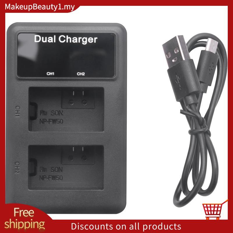 Bộ sạc pin Usb kép Lcd Fw50 Np Fw50 Np-Fw50 Npfw50 Pin Nex-3 Nex-5 Nex-6 -A55 A33 A55 A37 A3000 A500