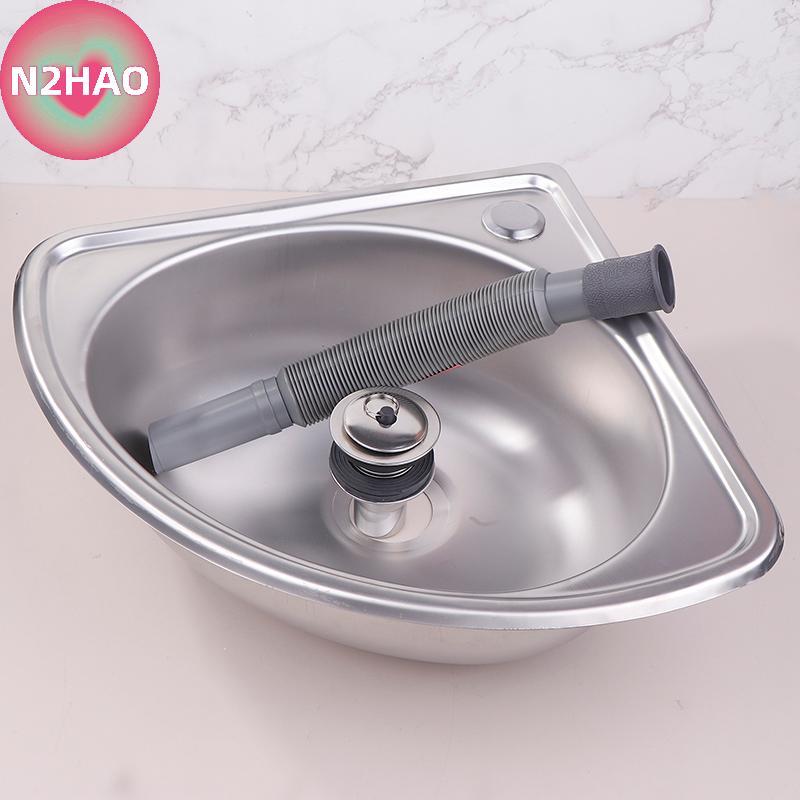 N2HAO RV Bồn Rửa Nhà Bếp Không Gỉ Phòng Tắm Chậu Cắm Trại Góc Rau Motorhome Thanh Thép Nhỏ Bát Đơn T