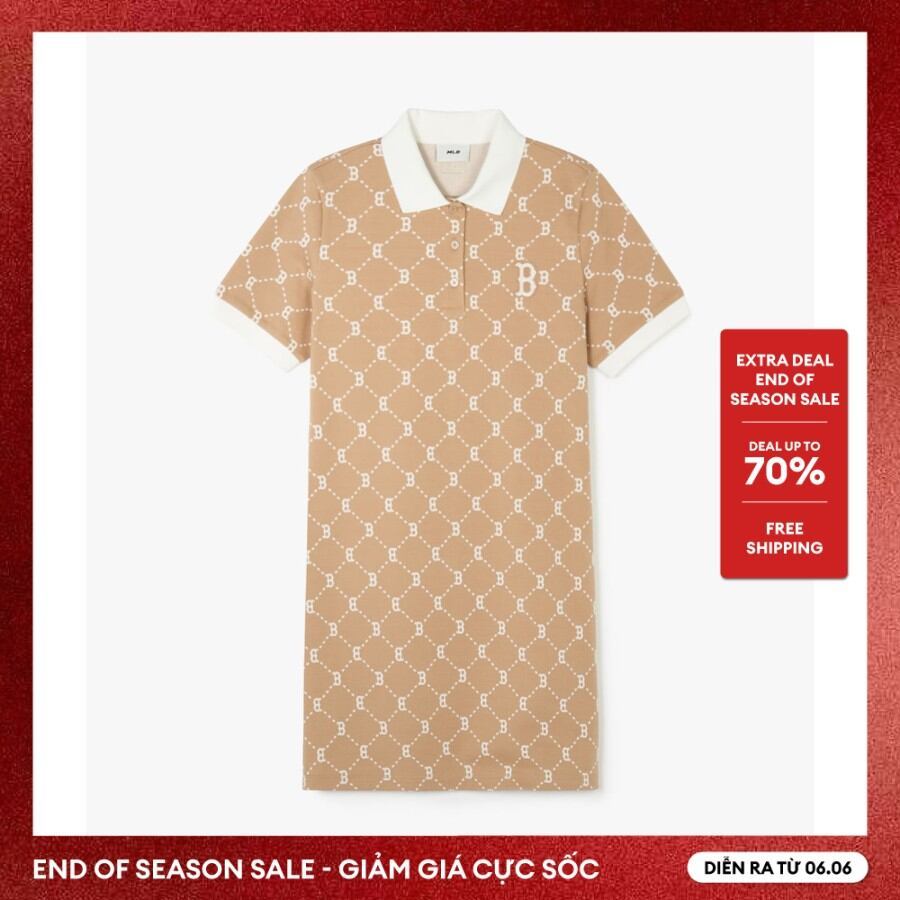 MLB - Đầm polo nữ cổ bẻ tay ngắn mini Diamond Monogram Jacquard Piqué 3FOPM0443-43CAL