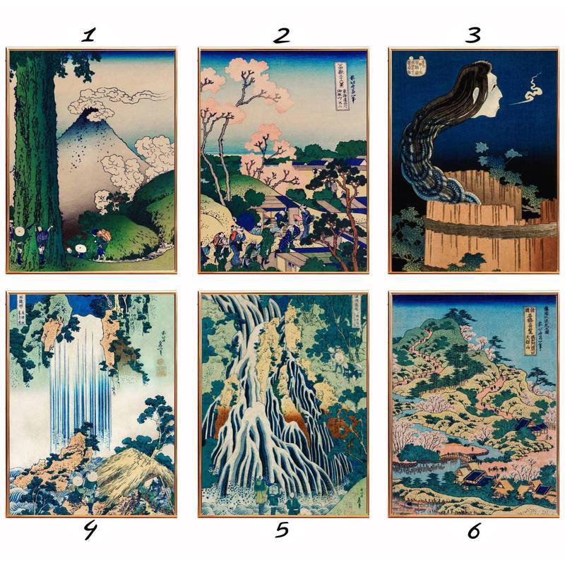 Hokusai Nhật Bản Vintage Ukiyo-e Phong Cảnh Canvas Nghệ Thuật Gỗ Dán Tường Nghệ Thuật Trang Trí Nhà