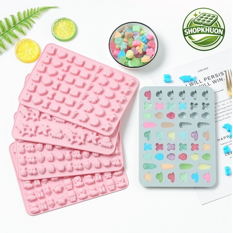 Khuôn silicon làm kẹo dẻo chip chip, socola thạch nhiều hình khuonsilicone