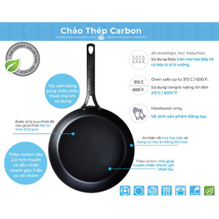 Chảo Thép Carbon BK - 20cm/26cm/28cm/30cm
