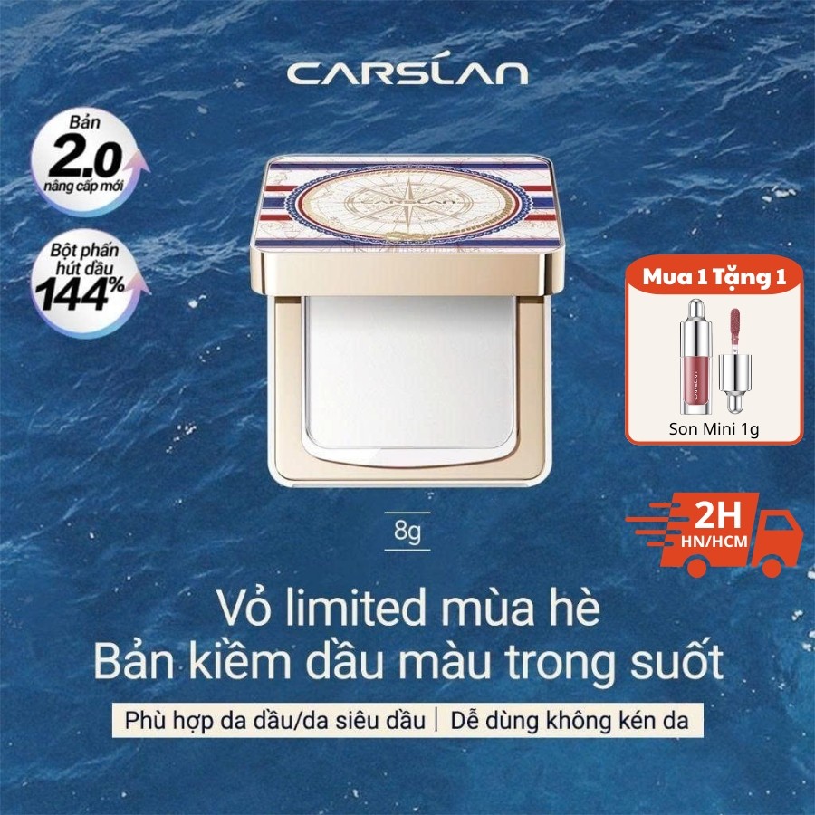 Phấn Nén CARSLAN Vỏ Limited Mùa Hè Trong Suốt Kiềm Dầu Chống Bóng Nhờn Giữ Nền Makeup 8g