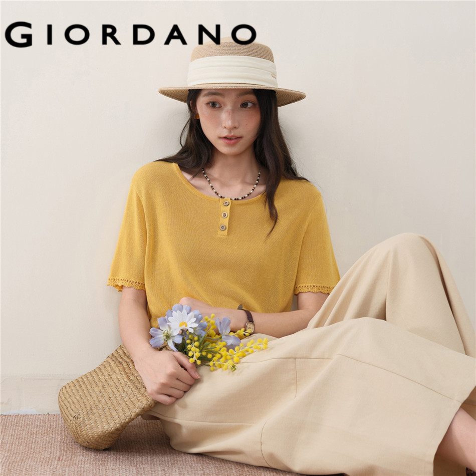GIORDANO WOMEN Women Linen Knitwear 18356209