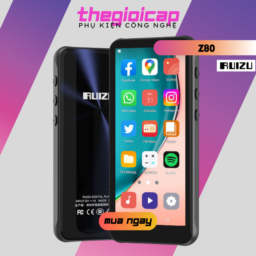 (Hỗ Trợ Tiếng Việt) Máy Nghe Nhạc Android 8.1 MP4 Màn Hình Cảm Ứng 4.0 Inch Bluetooth WiFi Ruizu Z80