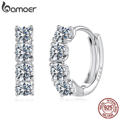 Bamoer Bạc 925 Moissanite Bông Tai 0.1ct Lấp Lánh Trang Sức Thời Trang Cho Nữ Quà Tặng