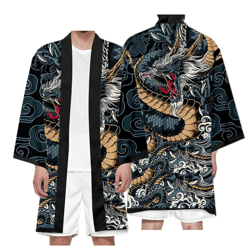Phong Cách Nhật Bản Ukiyo-e Cá Chép Biển 3D In Kỹ Thuật Số Sáng Tạo kimono Haori cosplay Áo Dài kimo