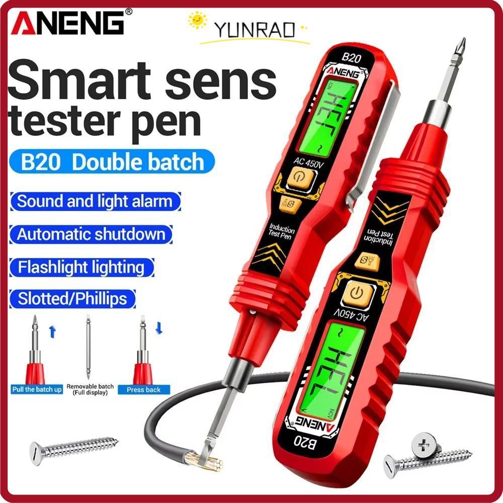 Bút kiểm tra điện áp YUNRAO, Máy dò điện áp không tiếp xúc hai đầu, ANENG B20 30-1000V Máy kiểm tra 