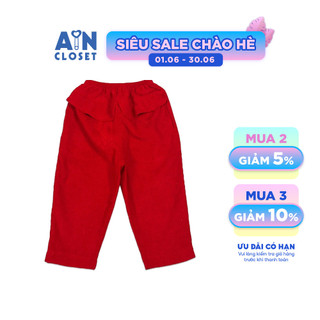 Quần Baggy Dài bé gái Đỏ Trơn Nhung tăm. - AICDBGB1UJOJ - AIN Closet