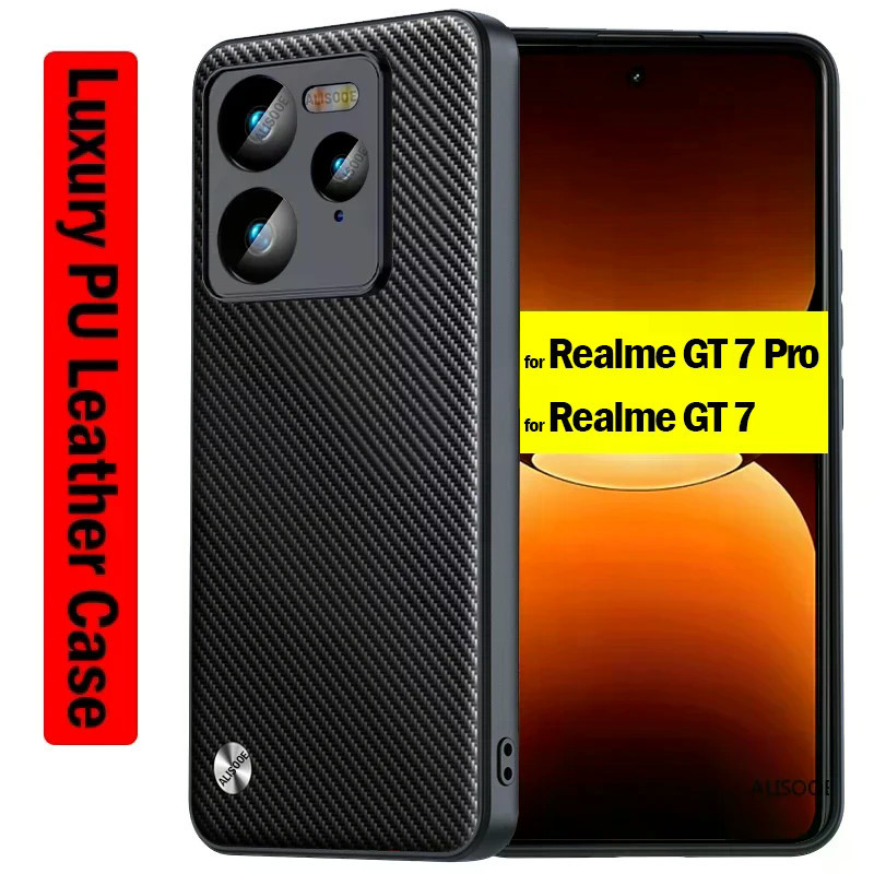 Ốp Chống Sốc Cho Realme GT 7 Pro GT 7 GT8 Pro GT 8 Pro Ốp Lưng Kết Cấu Sợi Sang Trọng Bảo Vệ PU-Leat