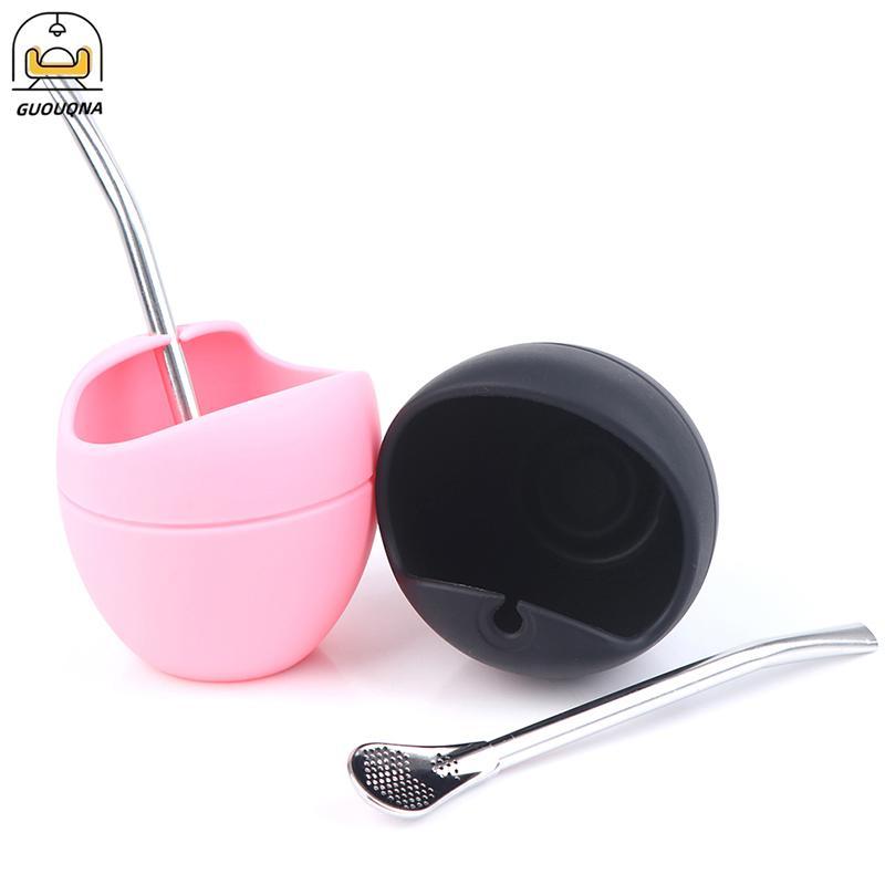 GUOUQNA 5oz Silicone illas Yerba Mate Bộ Cốc Trà Với Ống Hút Yerba illa