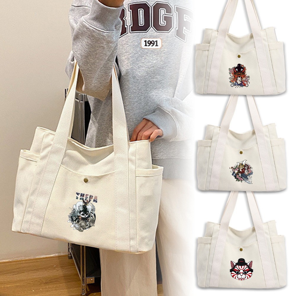Canvas bag Large size Young Tour Tote Travel Tote Multi Pocket Bag Large Capacity Bag Zipper storage