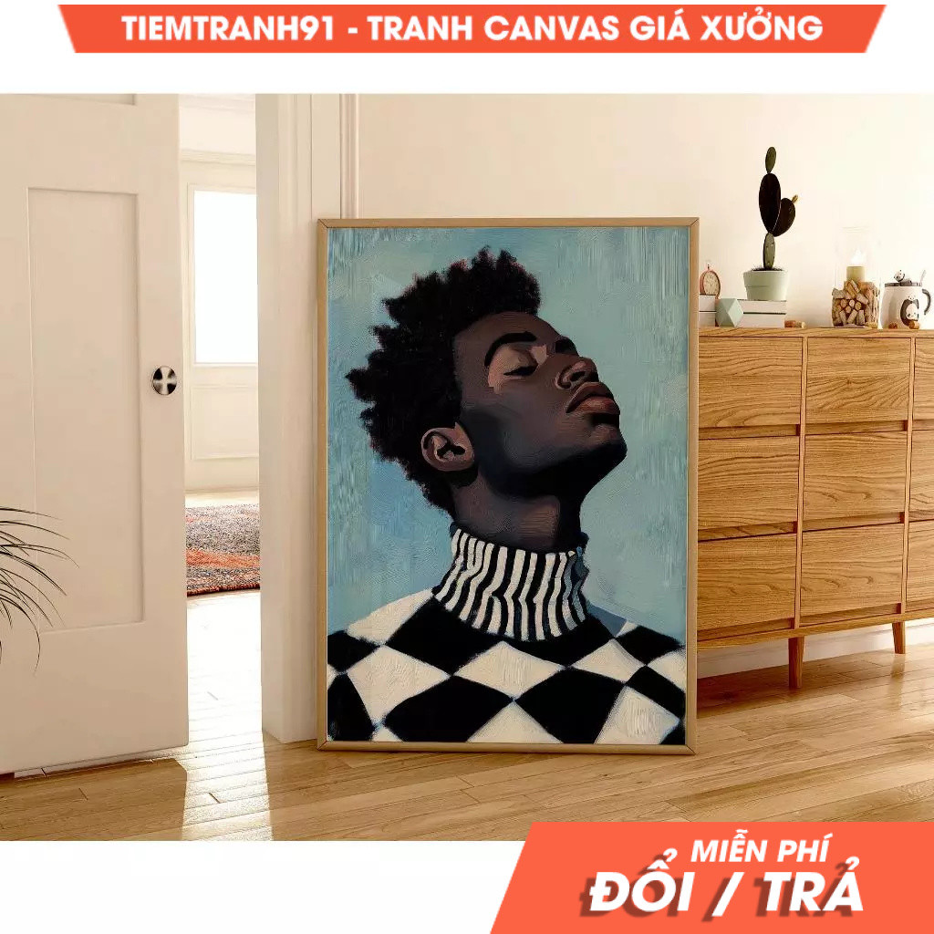 Tranh treo tường, Geometrical People Large Wall Art Colorful Abstract Poster Modern Afrocentric Prin