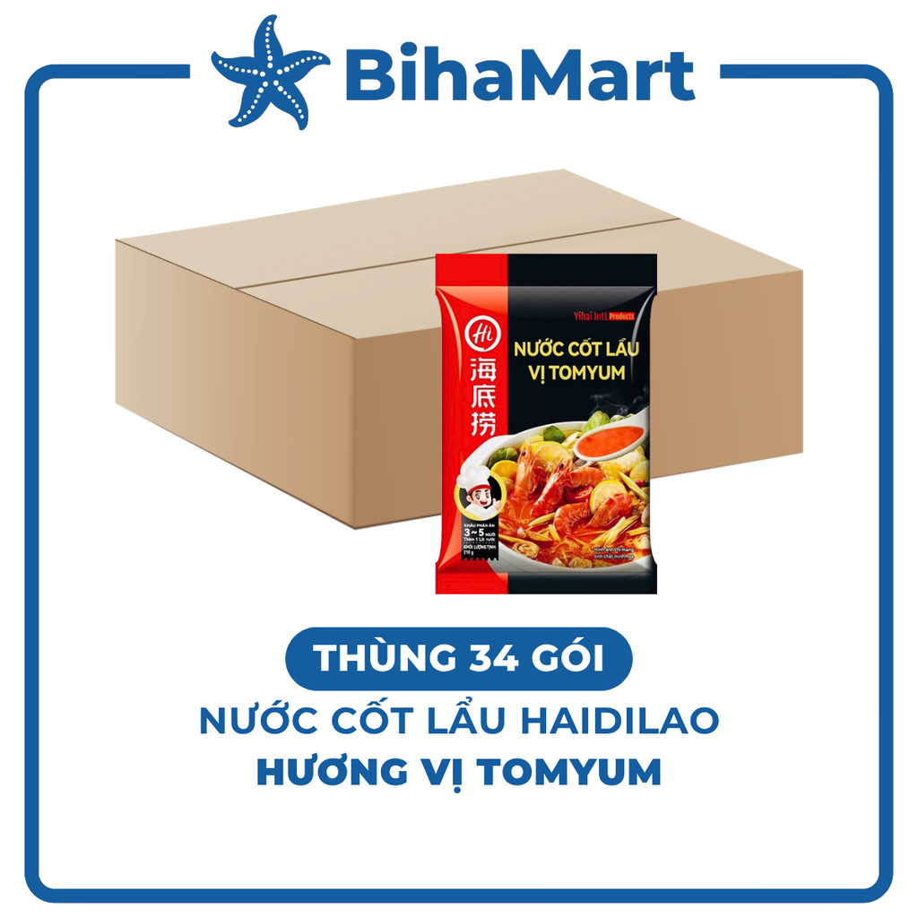 THÙNG34GÓI HAIDILAO Nước cốt lẩu vị Tomyum Haidilao, nước cốt lẩu Thái Tomyum Haidilao, cốt lẩu Tomy