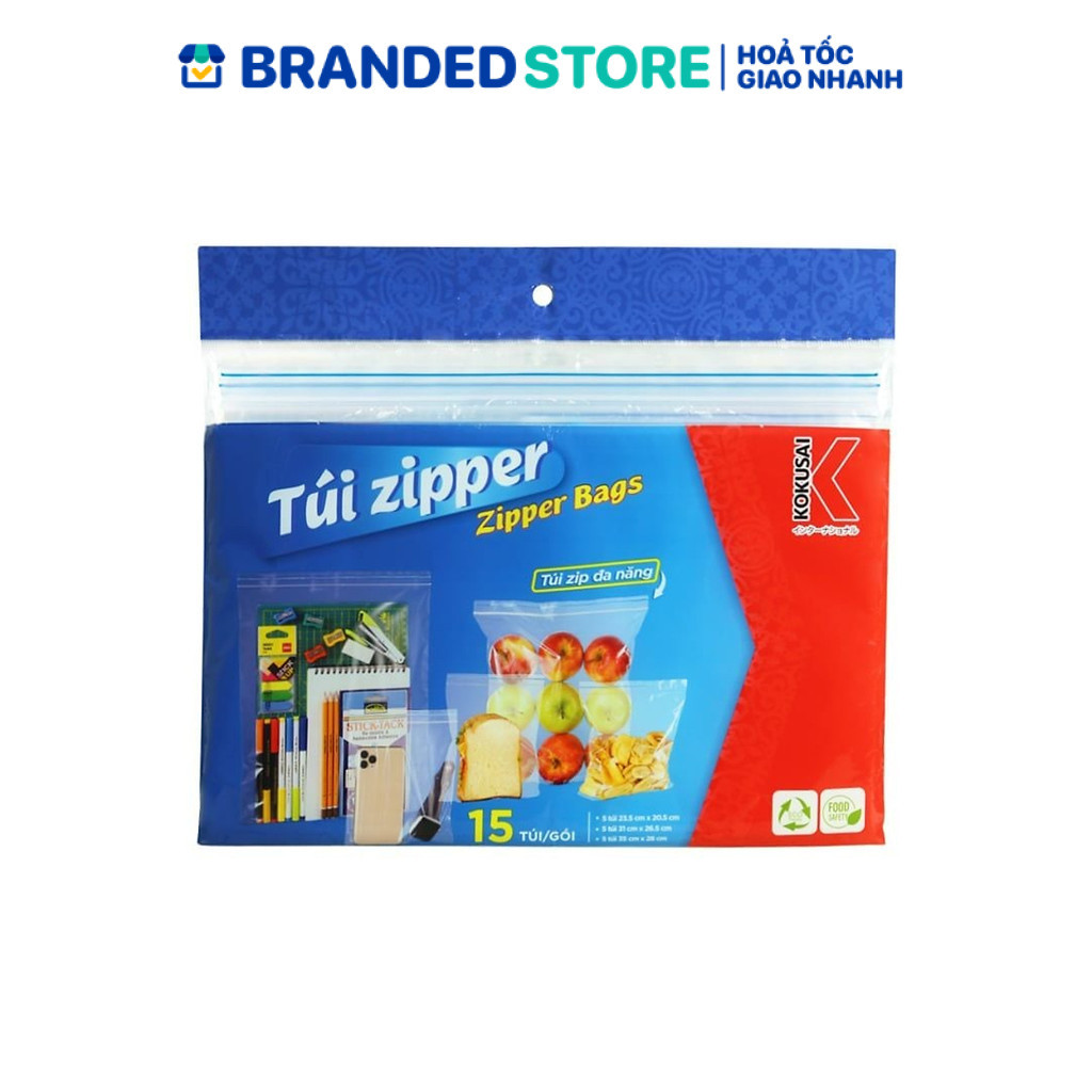 Túi zipper đa dụng 3 size Kokusai (15 túi/gói) - TZIP00007481