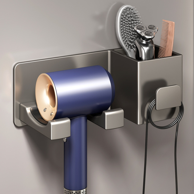 New Product~Hair dryer rack, no-drill wall-mounted bathroom hair dryer holder, shower hair dryer sto