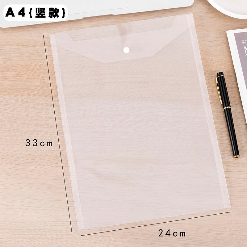 A4 Túi Tập Tin A4 Chống Thấm Nước A4 Dọc Nút Chụp Túi Tập Tin Dung Tích Lớn Trong Suốt Văn Phòng Nhự