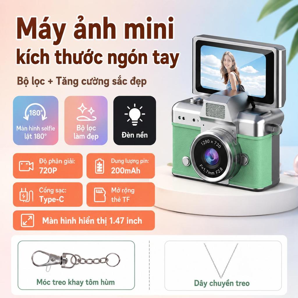 Camera CCD Camera Mini Camera Màn Hình Lật Camera Tự Sướng Camera HD Camera Vlog Bảo Hành 3 Năm