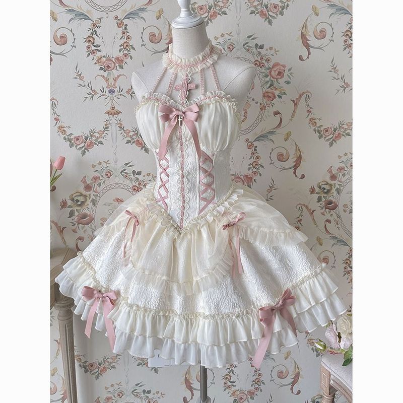 Gothic Cross Princess Dark Gothic lolita Bud Váy Hoa Cưới Đầm Ballet lolita