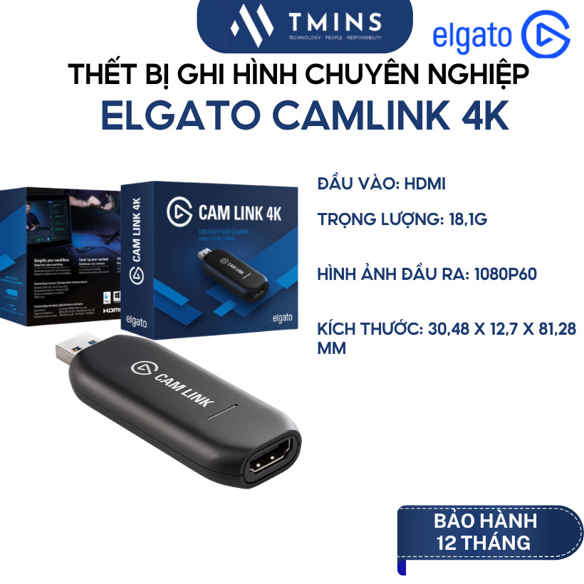 Thết bị ghi hình chuyên nghiệp Elgato CamLink 4K hỗ trợ độ phân giải 3840x2160p30