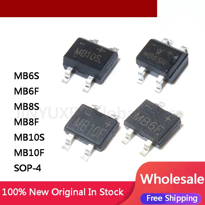 5 Chiếc MB6S MB6F MB8S MB8F MB10S MB10F SOP-4 Siêu Mỏng Chỉnh Lưu Cầu Lò Phản Ứng IC Chip Bán Buôn