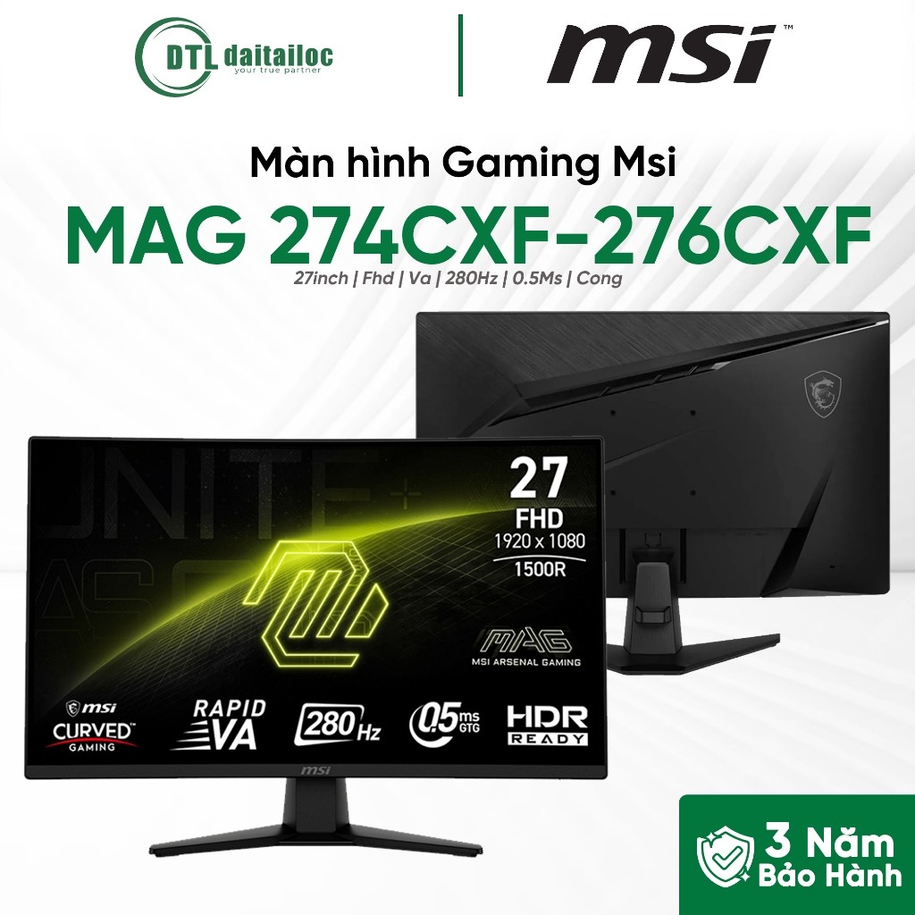 Màn Hình Cong Gaming MSI MAG 274CXF - 276CXF 27inch Fhd Va 280Hz 0.5Ms Cong | Chính Hãng | Bảo Hành 