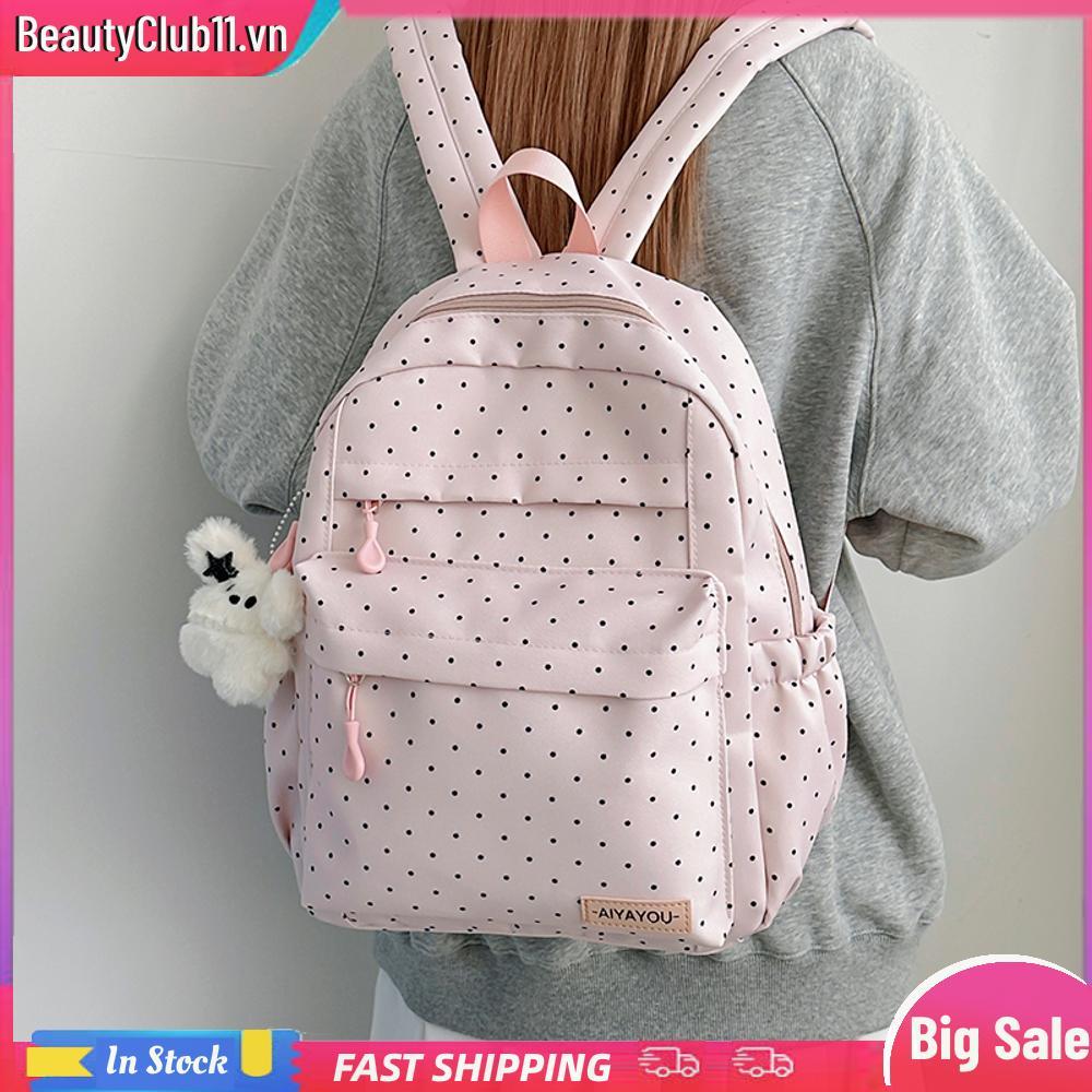 Túi sách chấm bi dễ thương Dung tích lớn Túi sách nhẹ Túi sách du lịch chống nước Daypack dành cho n