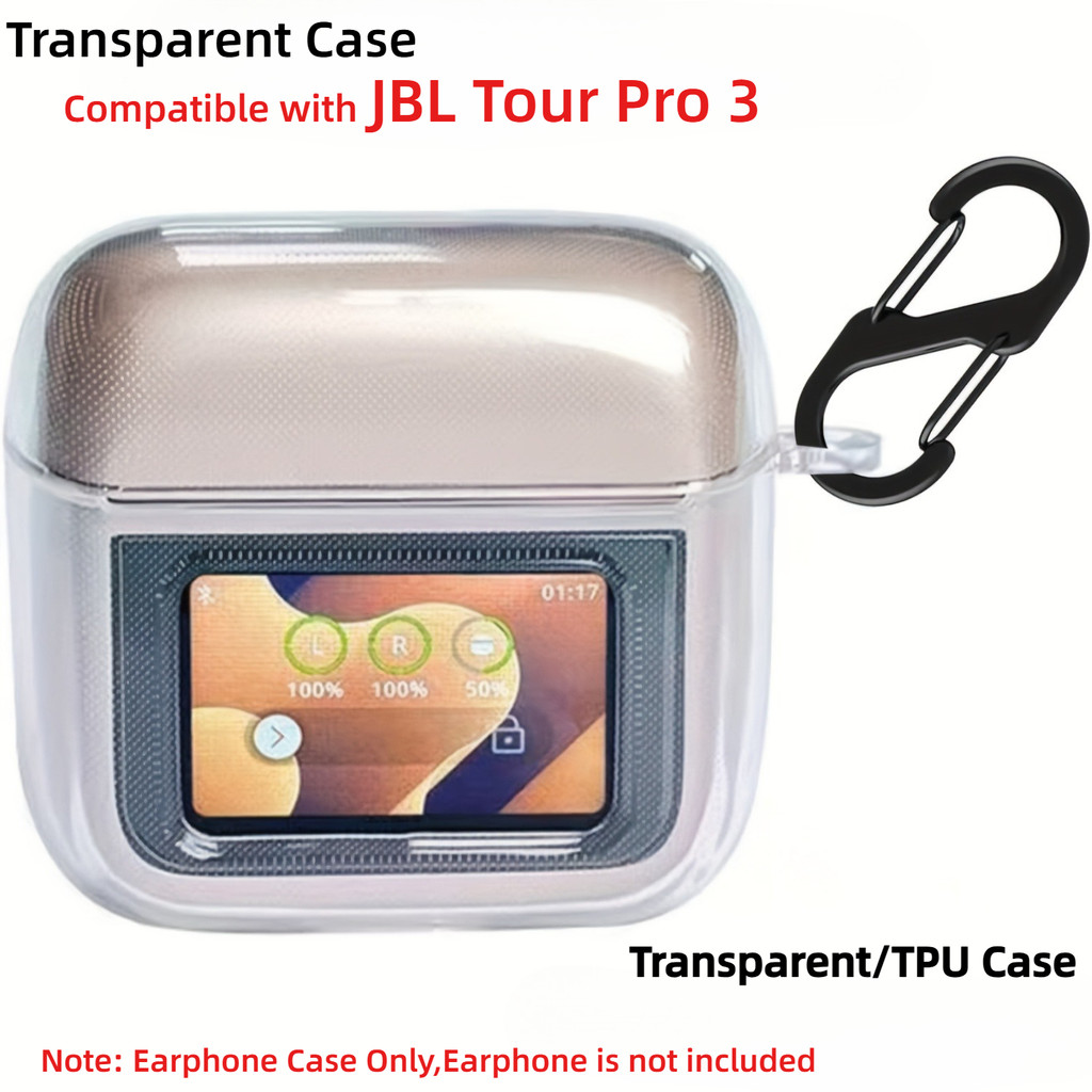 Ốp Lưng Trong Suốt Cho Tai Nghe JBL Tour Pro 3, Vỏ Chống Sốc TPU Trong Suốt Có Móc - Vỏ Bảo Vệ Cho V