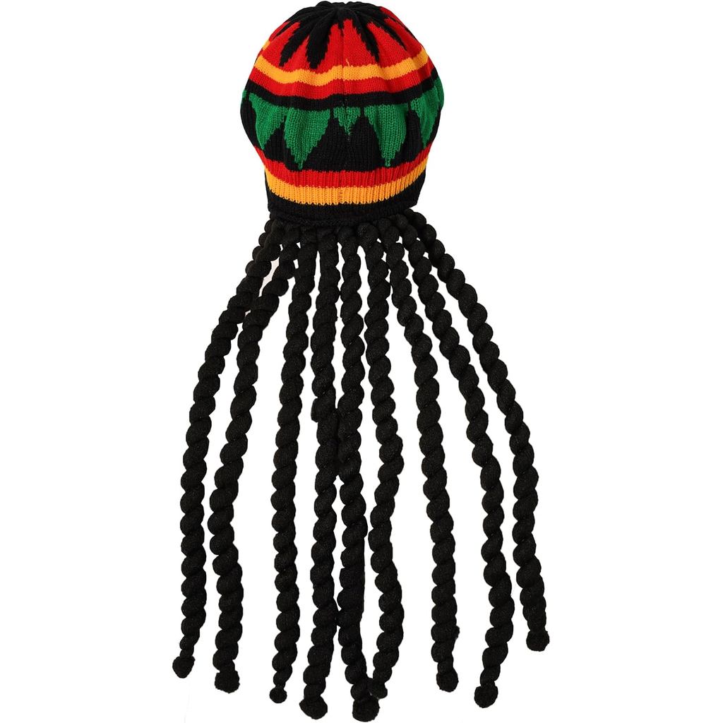 Mũ Rasta Trưởng Thành Với Dreadlocks Jamaica Rasta Beret Mũ Hippie Jamaica Trang Phục Phụ Kiện