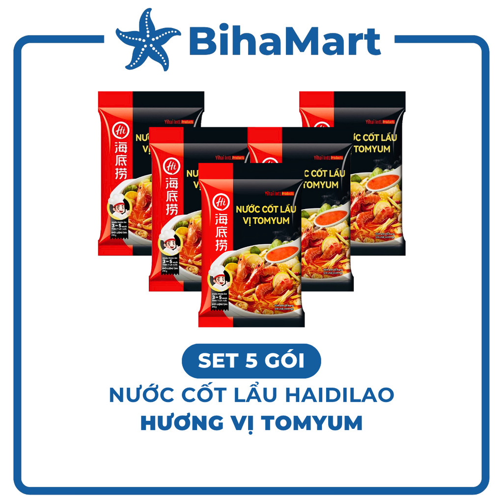 SET 5 GÓI HAIDILAO Nước cốt lẩu vị Tomyum Haidilao, nước cốt lẩu Thái Tomyum Haidilao, cốt lẩu Tomyu