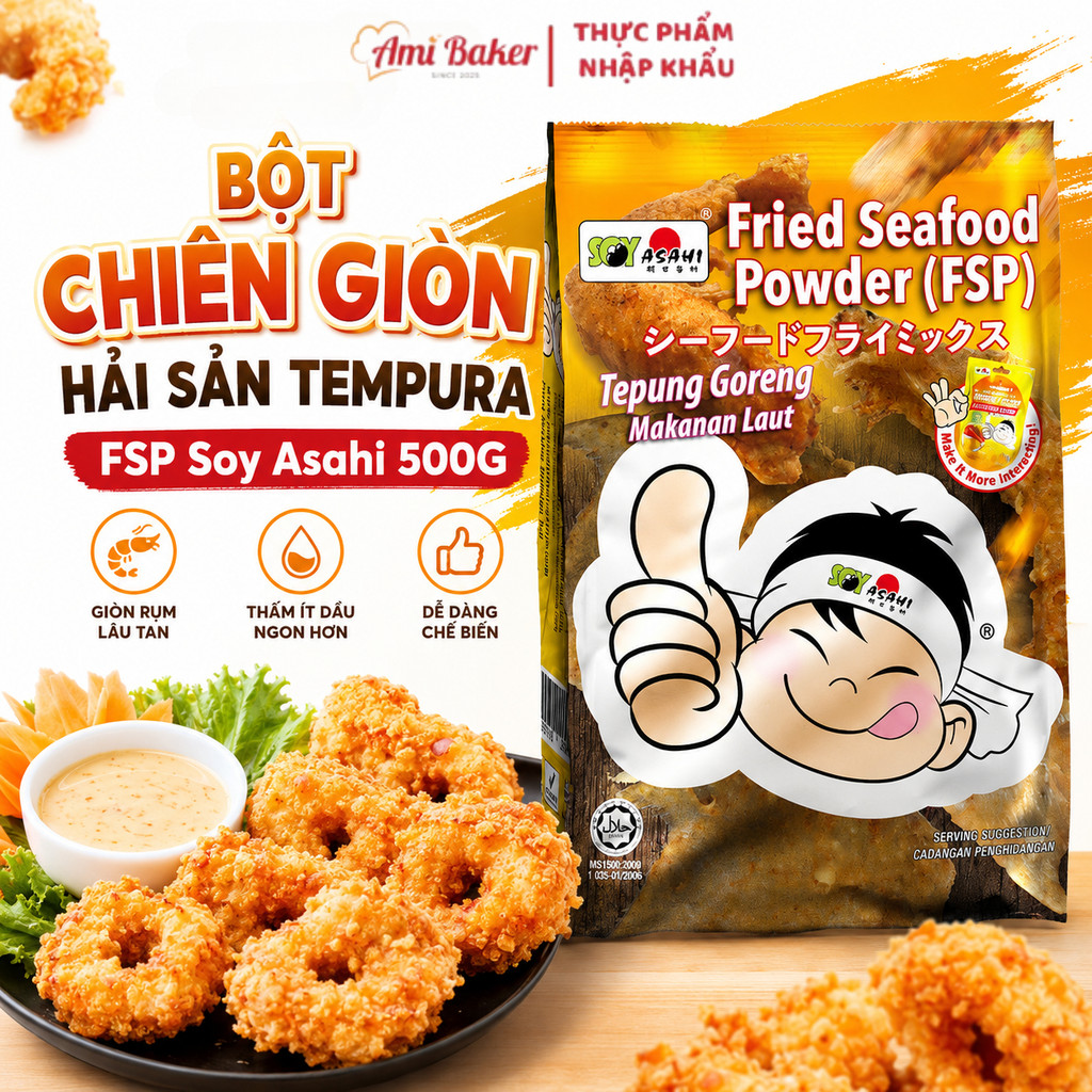 Bột Chiên Giòn Hải Sản và Rau Củ Tempura Soy Asahi (FSP) Gói 500g
