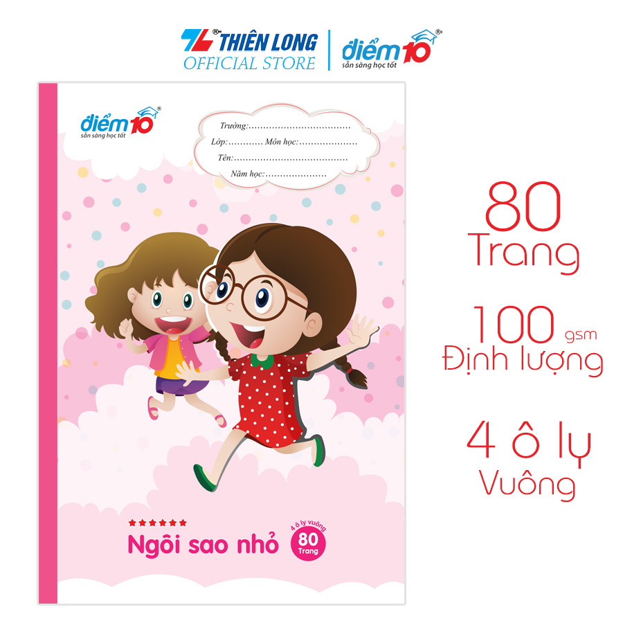 Combo 10 Vở 4 ô ly chống lóa, tập học sinh Thiên Long - Vở 4 ô ly học sinh ô ly hình ngẫu nhiên