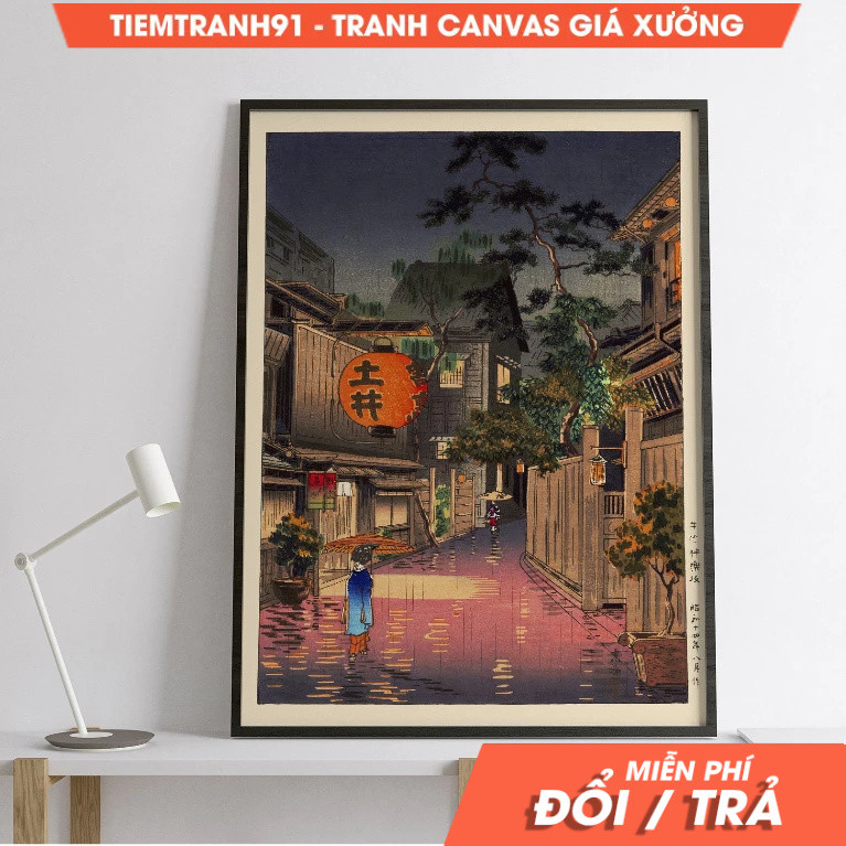 Tranh treo tường, Japanese Ukiyo-e Poster Tsuchiya Koitsu - Girl in Park Ushigome Kagurazaka 1939 Po
