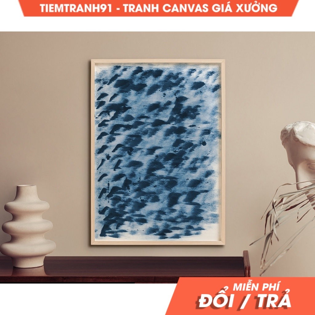 Tranh treo tường, Navy Blue Ink Wall Art, Minimalist Artful Wall Art, Artful Boho Wall Art, tặng kèm