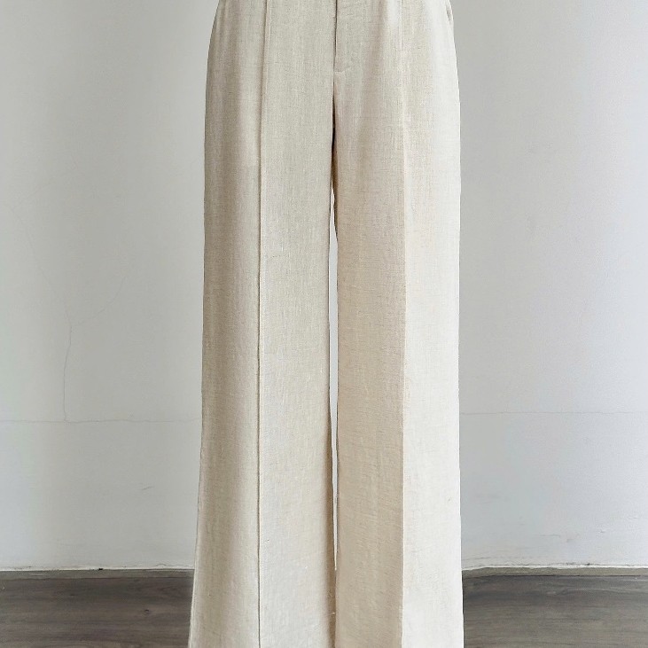 𝗖𝗹𝗼𝘁𝗵𝗲𝘀 𝗕𝗮𝗿 - Arden Pants (Cream Linen) | Quần ống suông linen tưng màu be dáng dài công sở