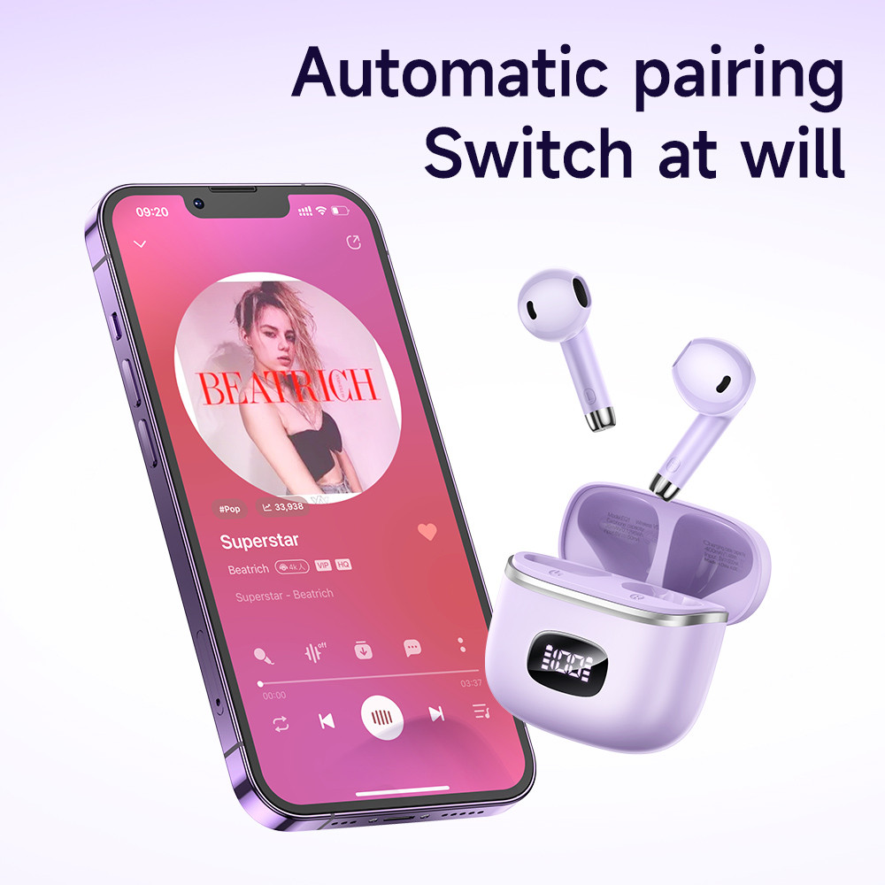 Tai nghe bluetooth Hoco EQ1, tai nghe nhét tai hỗ trợ mic đàm thoại, cảm ứng, đèn led bắt mắt.