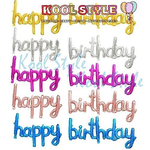 Set Bong Bóng Kiếng Chữ Happy Birthday font Viết Thường - Kool Style